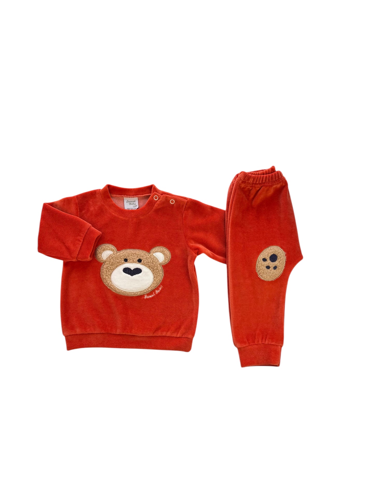 Baby Kledingset 2-delig – Berenprint – Warme Velours Trui + Broek – Zacht & Comfortabel