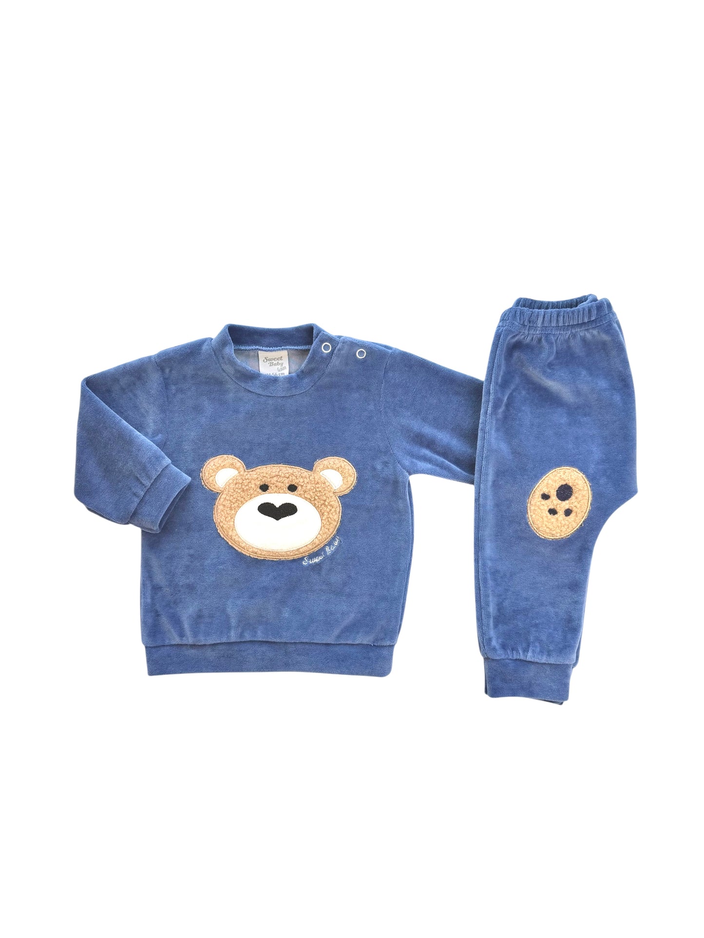 Baby Kledingset 2-delig – Berenprint – Warme Velours Trui + Broek – Unisex – Zacht & Comfortabel –