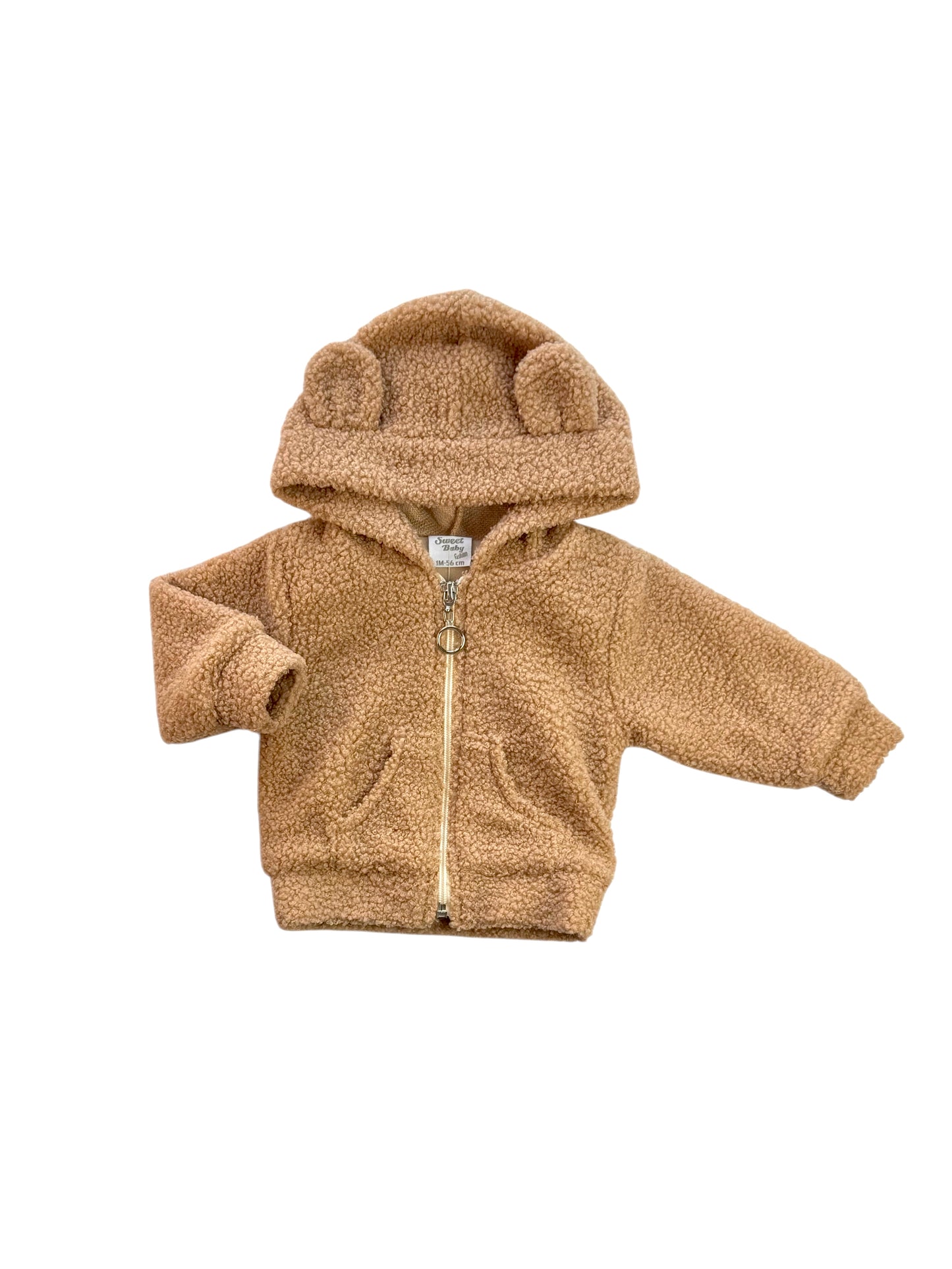 Teddy Baby Jas met Oortjes – Warm & Zacht – Lichtbruin