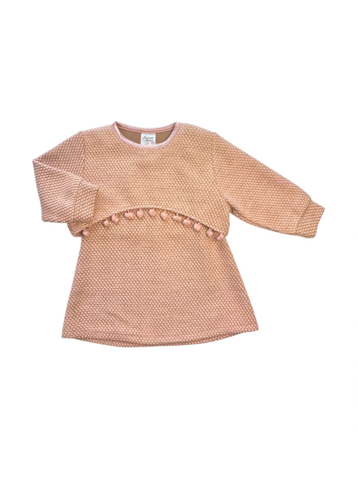 Sweet Baby Meisjes Jurk met Pompons – Zacht Gebreid – Roze