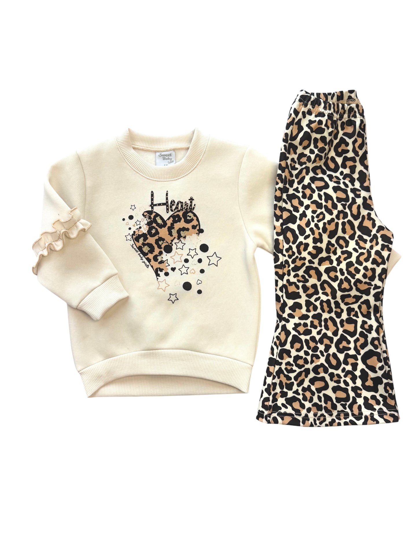 Meisjes Set met Luipaardprint – Sweater & Broek – Winter Outfit 2-Delig