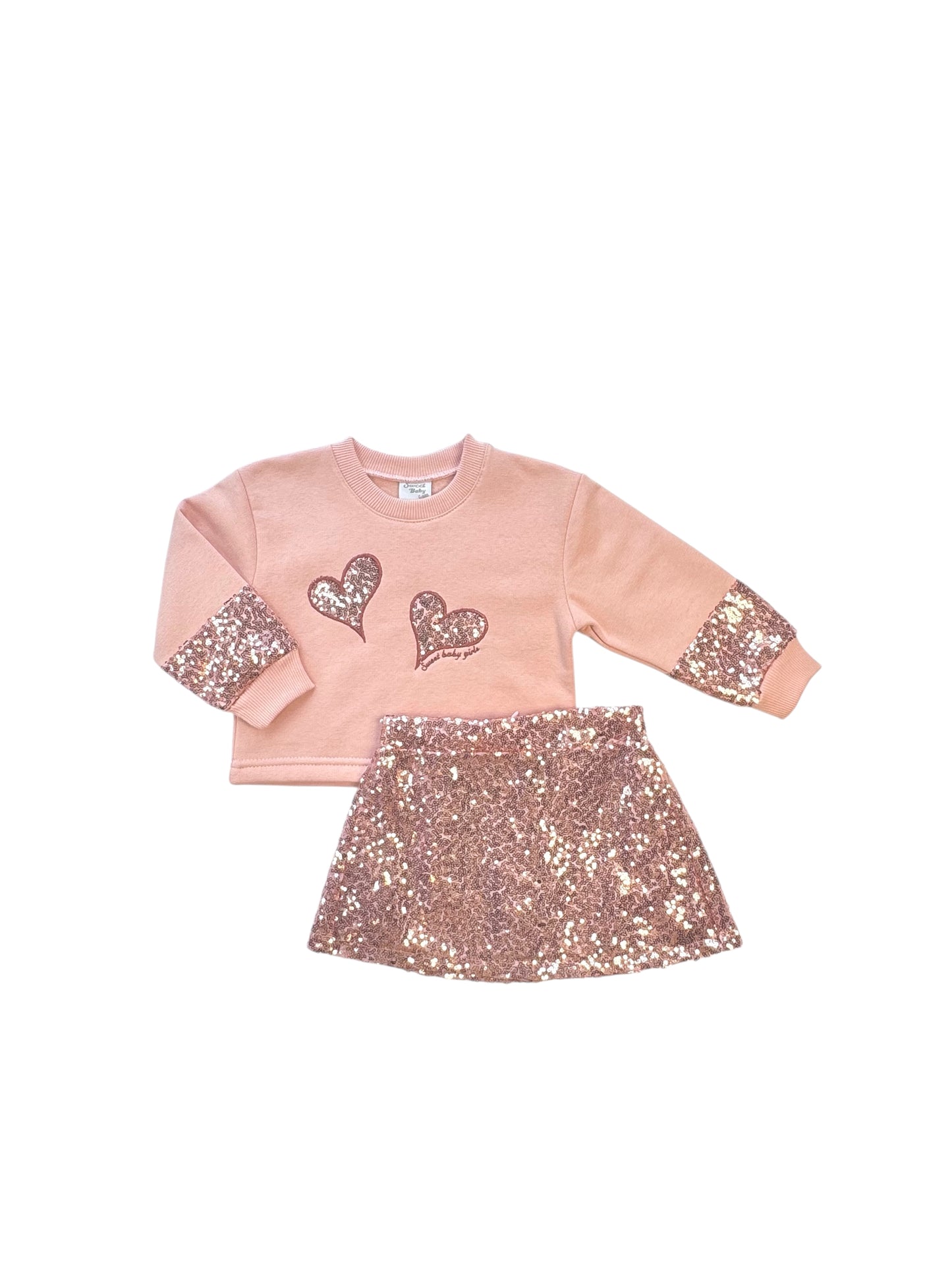 Roze Pailletten Meisjes Set – Trui & Rok | Party / Feest Outfit