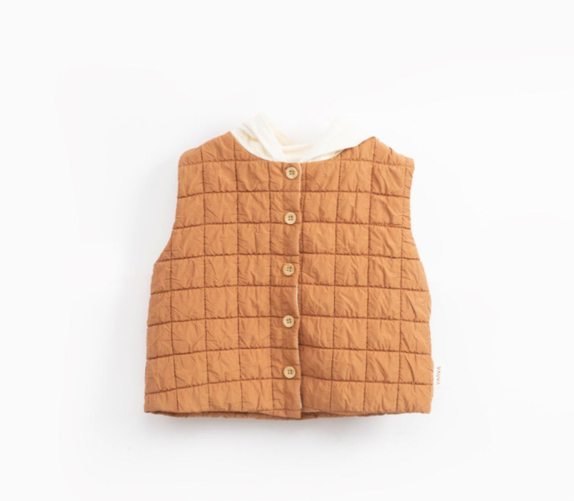 Kinder Bodywarmer- Gewateerd Gilet voor Baby's & Peuters - Karamelkleur -Zwart - Grijs