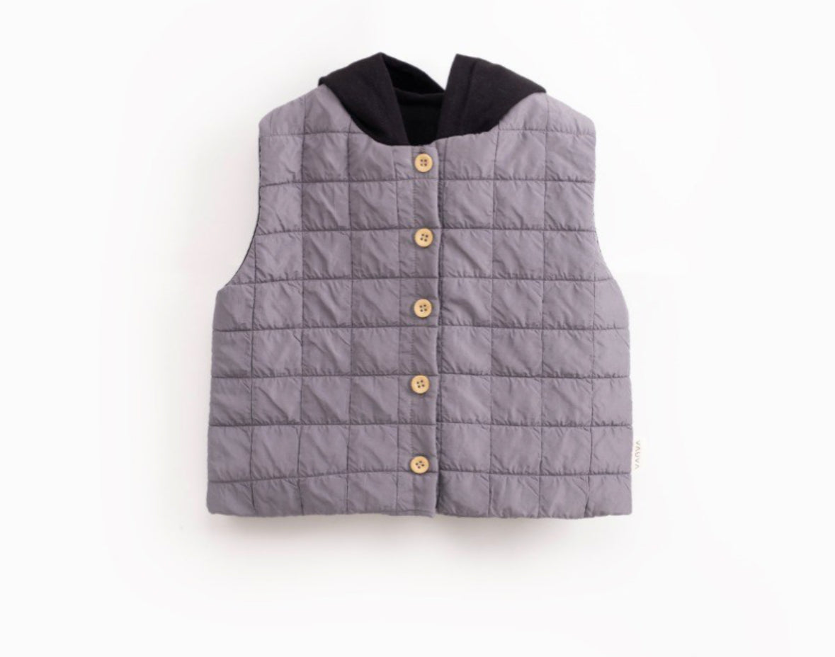 Kinder Bodywarmer- Gewateerd Gilet voor Baby's & Peuters - Karamelkleur -Zwart - Grijs