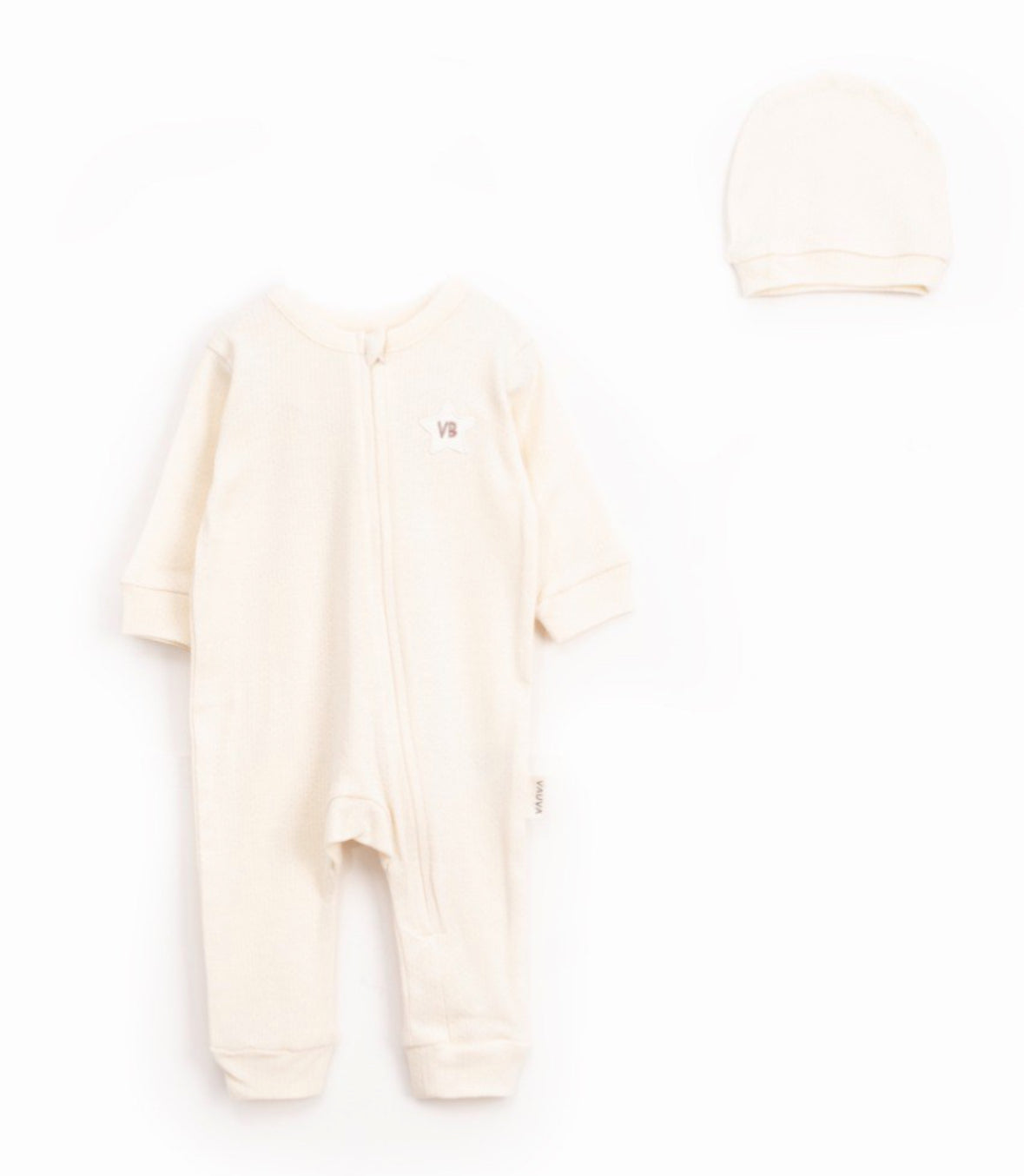 Baby Romper met Muts – Lange Mouwen Boxpakje – Zacht Katoen – Taupe