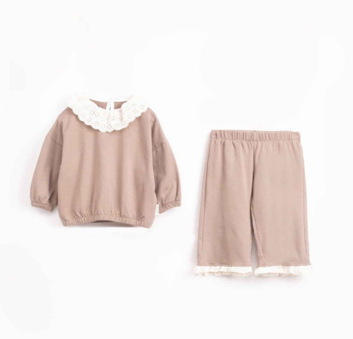 Baby- en peuter set meisjes – Sweatshirt met kanten kraag en broek
