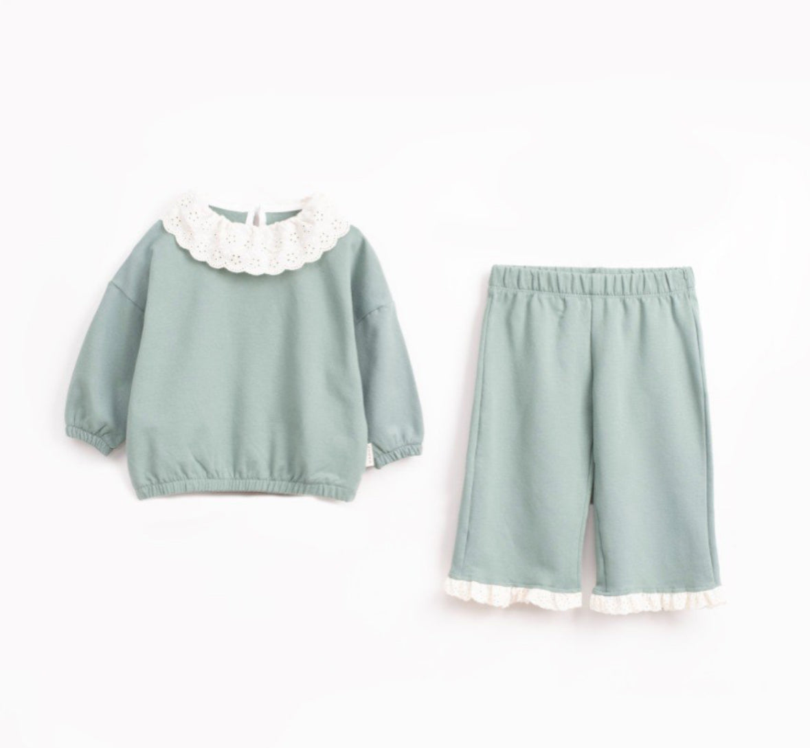 Baby- en peuter set meisjes – Sweatshirt met kanten kraag en broek