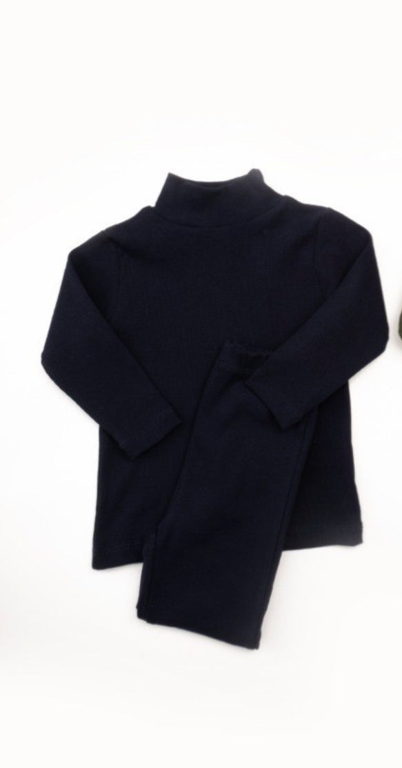 Zwart unisex kinderpakje met coltrui