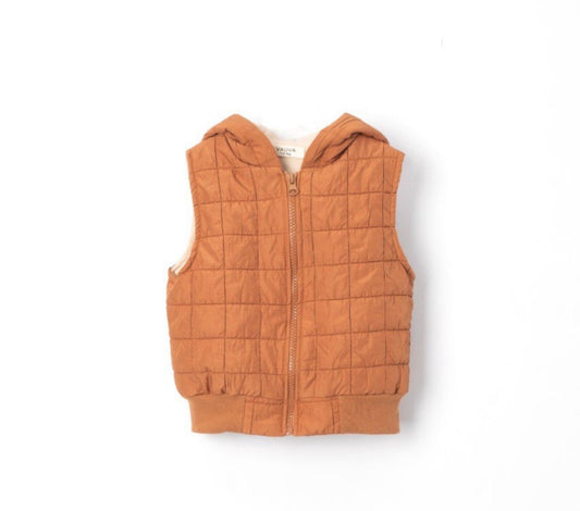 Kinder Bodywarmer met Capuchon – Gewatteerd Mouwloos Jasje – Unisex – Warm Bruin / Karamel