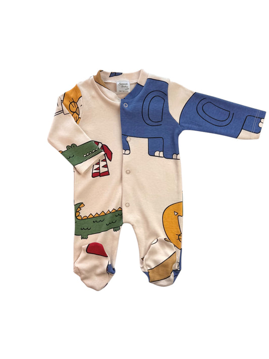 Baby Boxpakje met Dino Print – Kleurrijk & Zacht – 100% Katoen – Newborn Romper met Voetjes