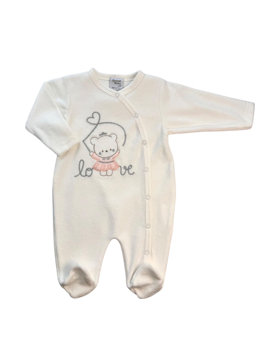 Baby Meisjes Romper met Voetjes – Love Design – Zacht Velours