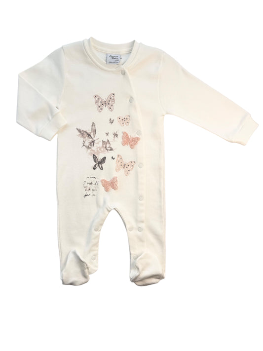 Baby Meisjes Romper met Voetjes – Vlinderprint – Zacht Katoen – Newborn