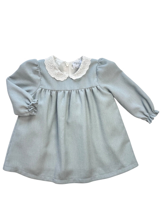 Lichtblauwe Baby Jurk met Kantkraag – Elegante Jurk voor Meisjes
