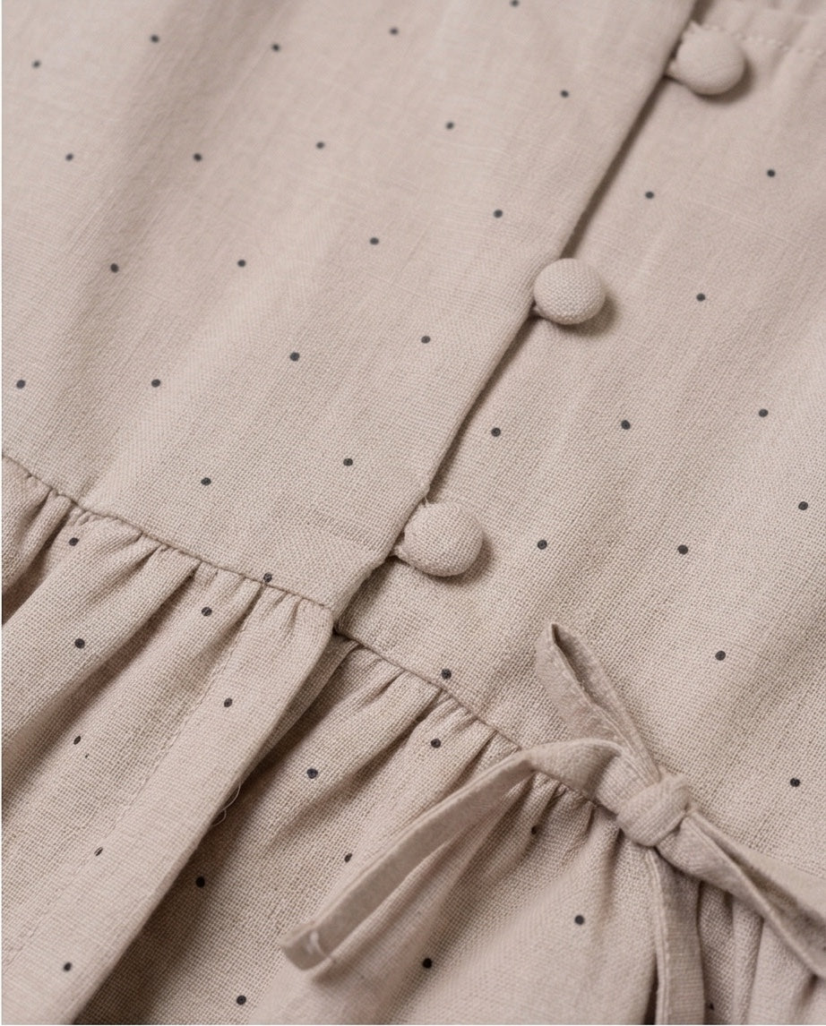Beige Kinder Set met Stippen – Mouwloze Top & Broek