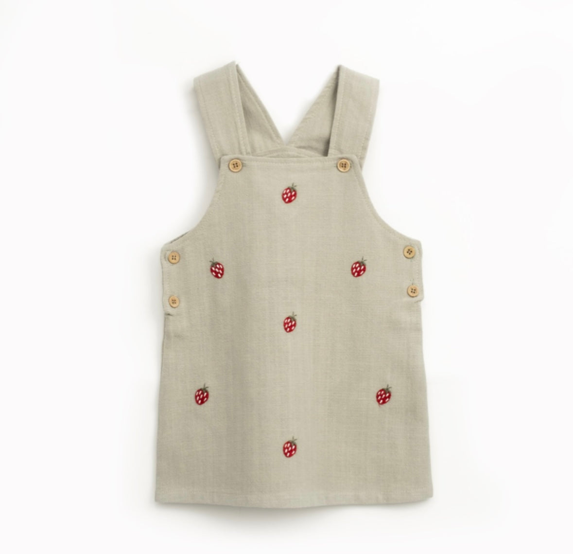 Strawberry Pinafore - Linnen Look met Aardbeienborduursel
