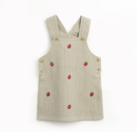 Strawberry Pinafore - Linnen Look met Aardbeienborduursel