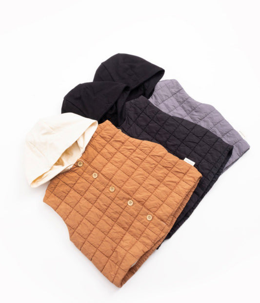 Kinder Bodywarmer- Gewateerd Gilet voor Baby's & Peuters - Karamelkleur -Zwart - Grijs