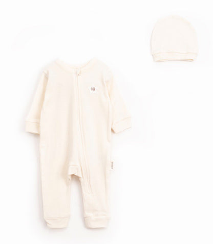 Baby Romper met Muts – Lange Mouwen Boxpakje – Zacht Katoen – Taupe