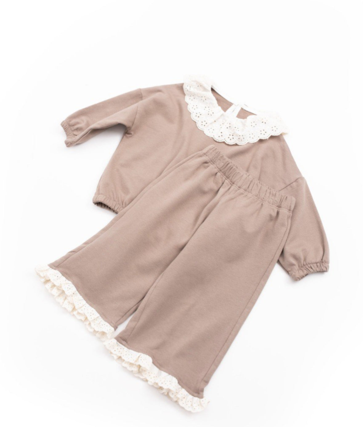 Baby- en peuter set meisjes – Sweatshirt met kanten kraag en broek