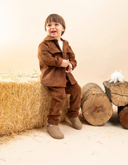 Kinder Corduroy Set – Zacht Ribfluweel Pak met Overhemd en Broek