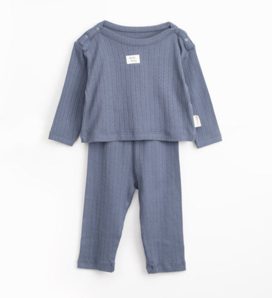 Babyset Ribstof – 2-delig Comfort Outfit voor Jongen – Indigo Blauw