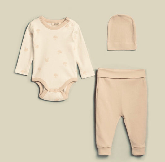 Baby Set Biologisch Katoen – Romper, Broek en Muts