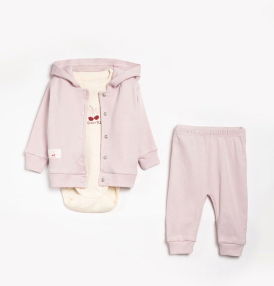 Roze Baby Kledingset 3-Delig – Zachte en Comfortabele Set voor Baby