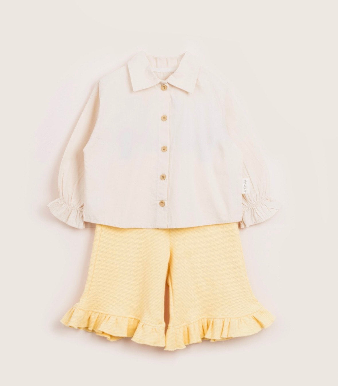 Kinder Kledingset Beige & Geel – Stijlvolle Set voor Meisjes