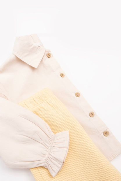 Kinder Kledingset Beige & Geel – Stijlvolle Set voor Meisjes